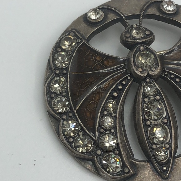 Catherine Popesco of France Butterfly Sparkling antique silver tone Brooch - Picture 2 of 5